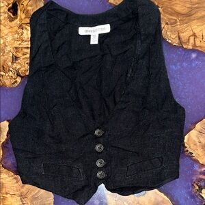 Urban Outfitters Black Fitted Buttoned Top